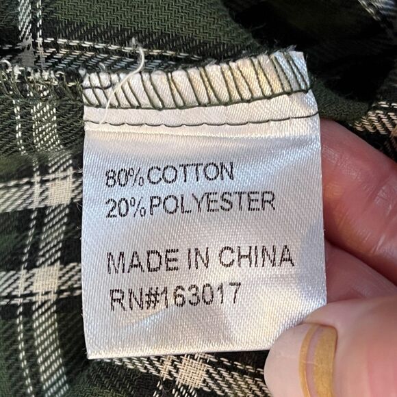 Princess Polly Nora Oversized Forest Green/White Plaid Button Front Shirt 2/XS - Picture 7 of 9
